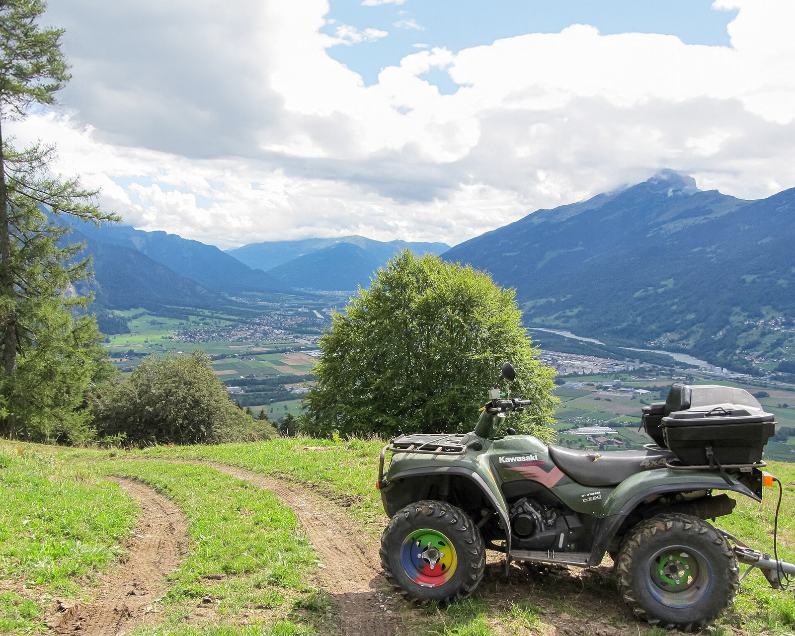 Kawasaki KVF650 utility ATV at an Alpine overlook