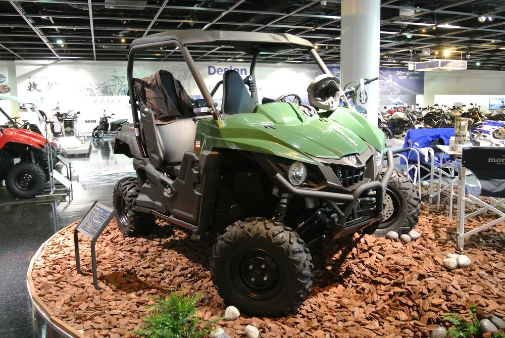 Yamaha Wolverine 1000 family sport UTV showing its cabin, wheels and tires